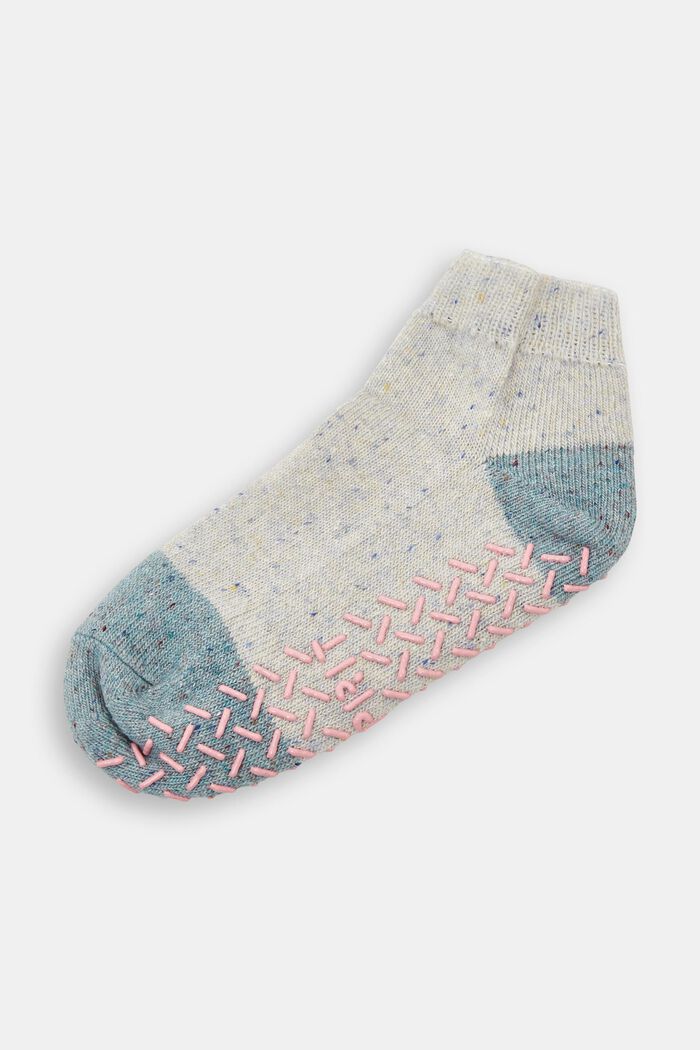 Wool-blend homesocks with non-slip sole, CLOUD MELANGE, overview