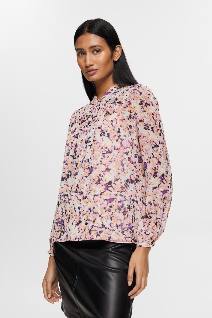 Patterned chiffon blouse, LILAC, detail image number 0