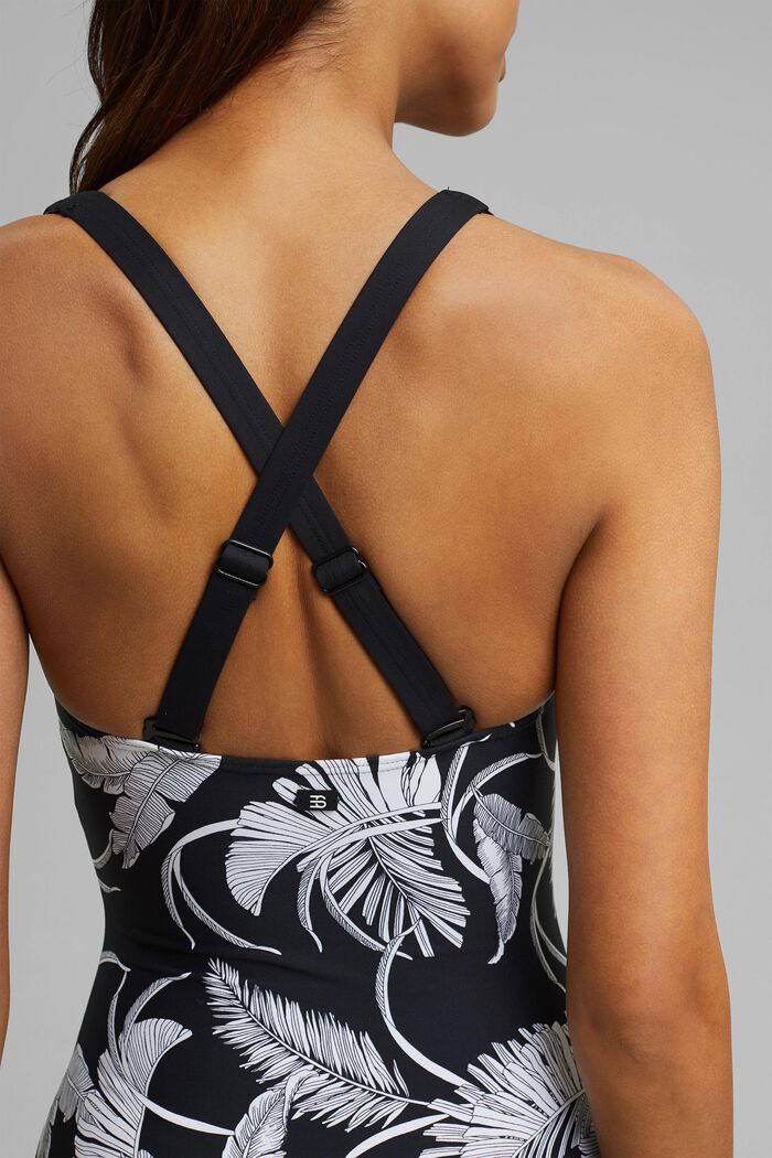 Recycled: shaping swimsuit with a print, BLACK, detail image number 4