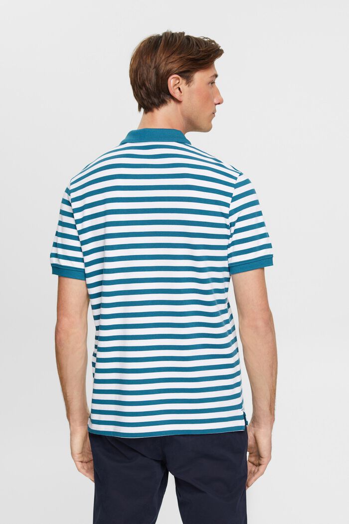 Striped slim fit polo shirt, PETROL BLUE, detail image number 3