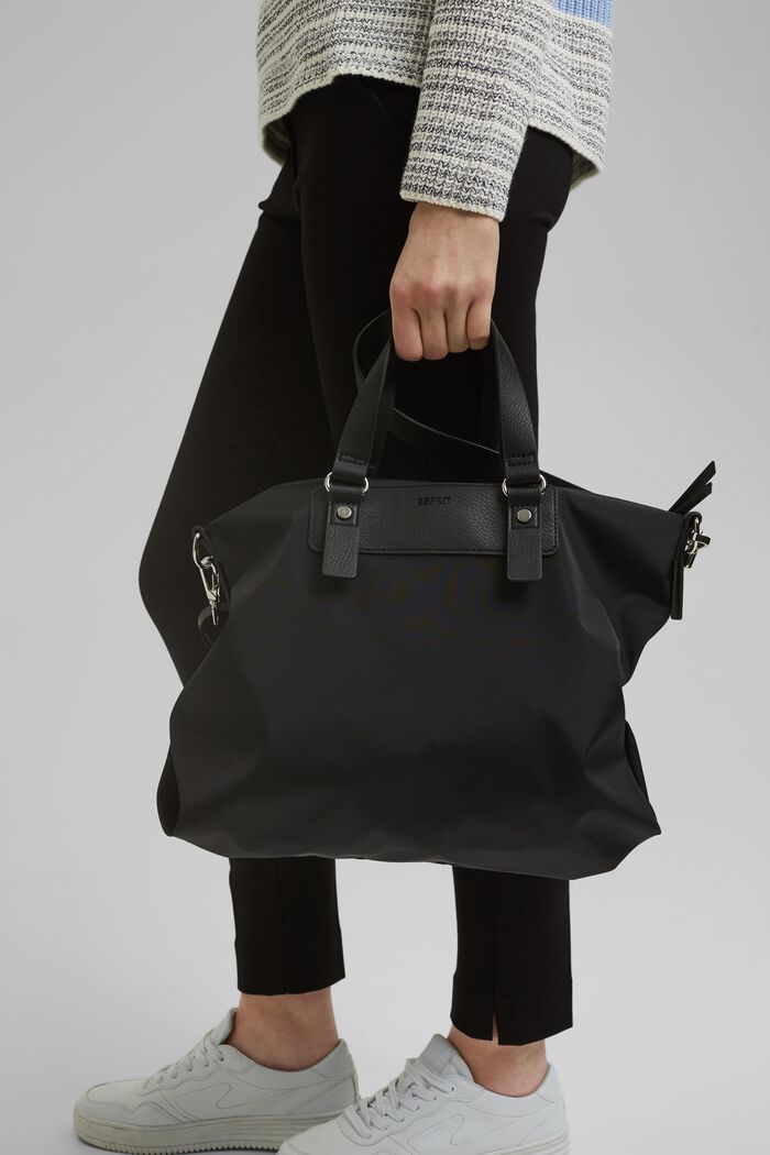 Recycled: Nylon bag with faux leather details