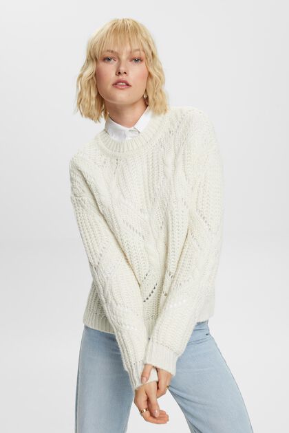 Open Knit Wool-Blend Sweater