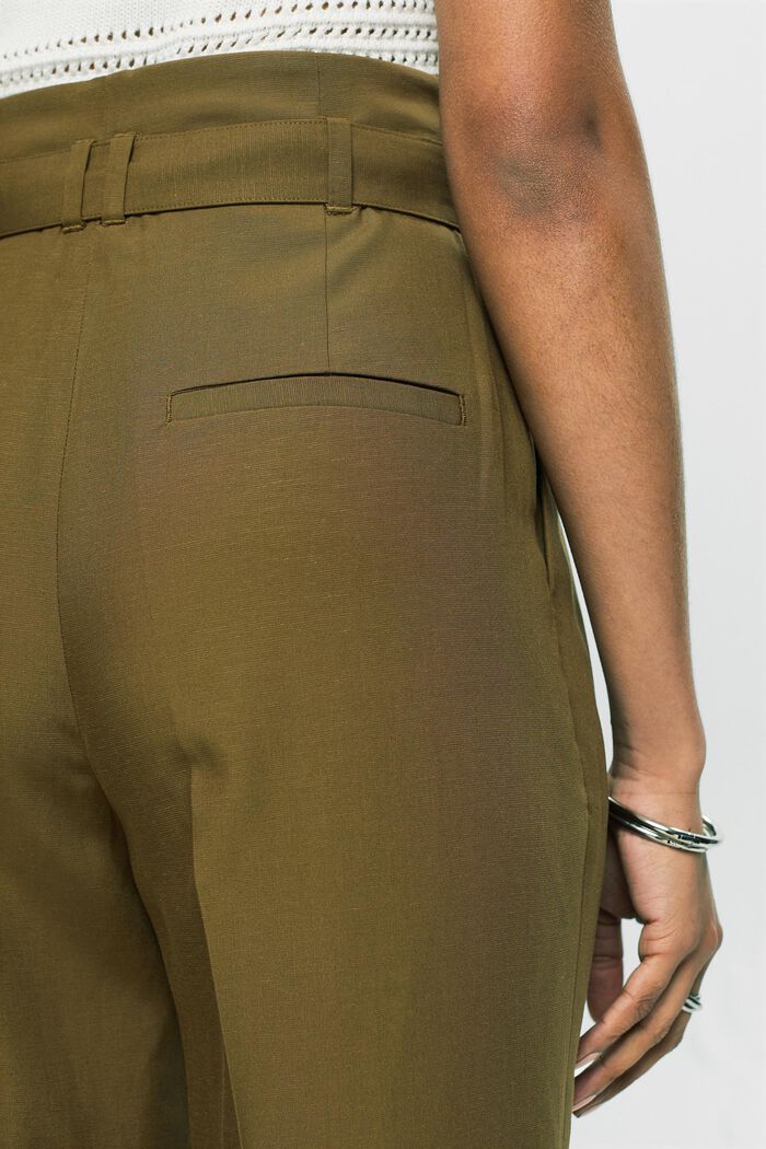 Mix and Match Cropped High-Rise Culotte Pants, KHAKI GREEN, detail image number 3