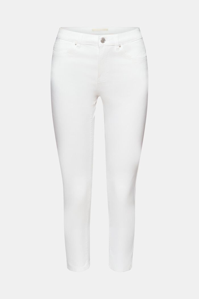 Mid-rise cropped leg stretch trousers, WHITE, detail image number 7