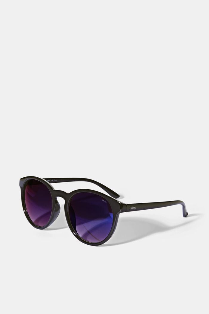 Round sunglasses in a retro style, BLACK, overview