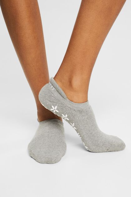 Non-slip trainer socks, organic cotton blend