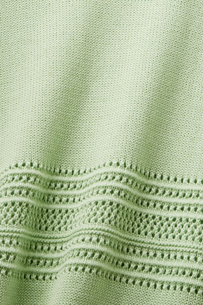 Crewneck Open-Knit Sweater, LIGHT GREEN, detail image number 4