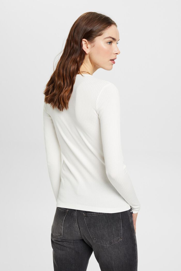 Long-sleeved ribbed top, OFF WHITE, detail image number 3