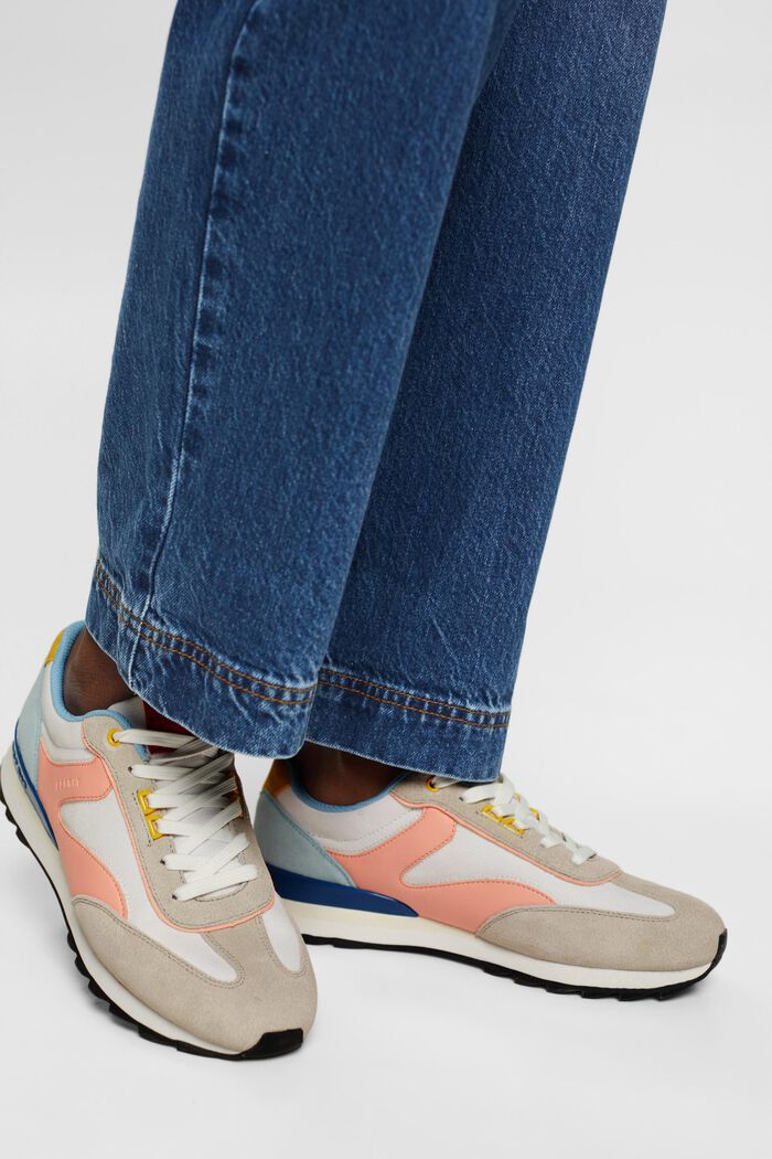 Multi-coloured trainers with real leather, SALMON, detail image number 4