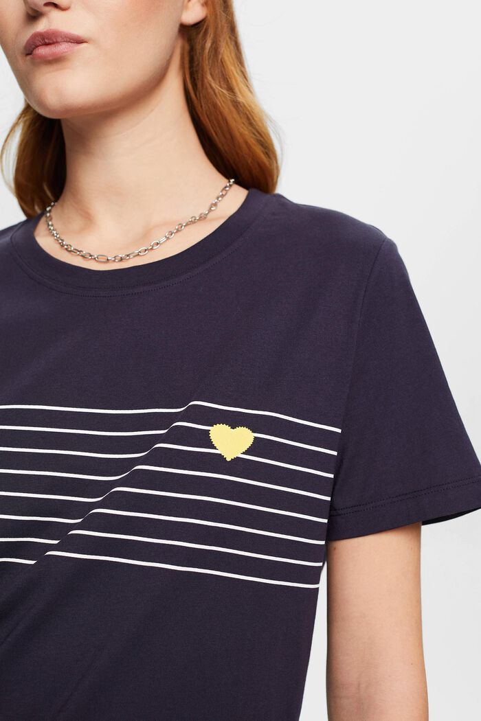T-shirt with heart print, NAVY, detail image number 2