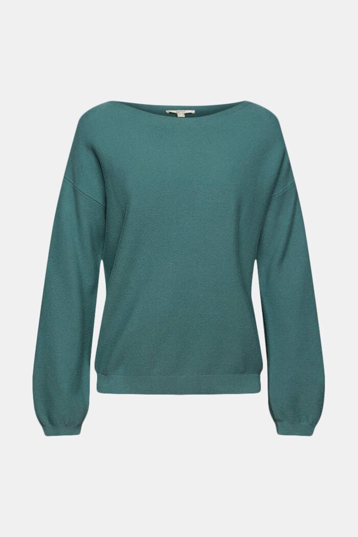 Knit jumper made of 100% organic cotton, TEAL BLUE, detail image number 2