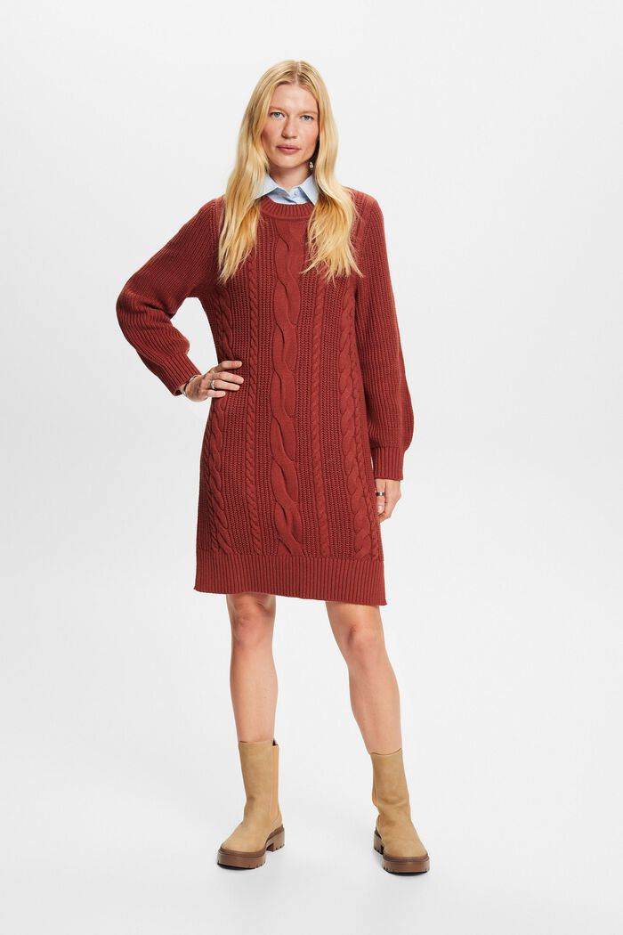 ESPRIT - Wool-Blend Cable Knit Sweater Dress at our online shop