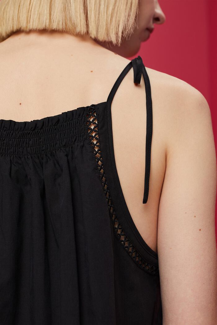 Camisole top with smock, TENCEL™, BLACK, detail image number 2