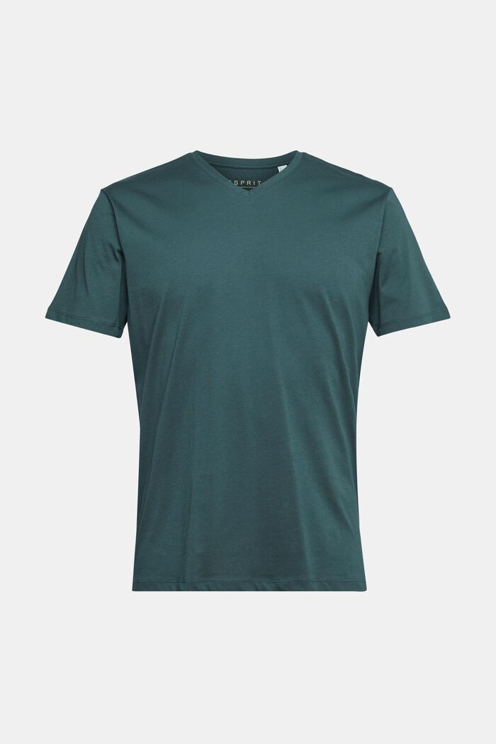 V-neck t-shirt of sustainable cotton, TEAL BLUE, detail image number 2