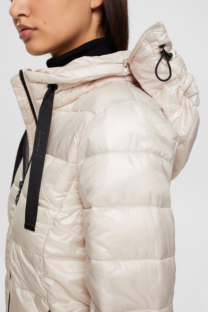 Quilted jacket with detachable hood, CREAM BEIGE, detail image number 0