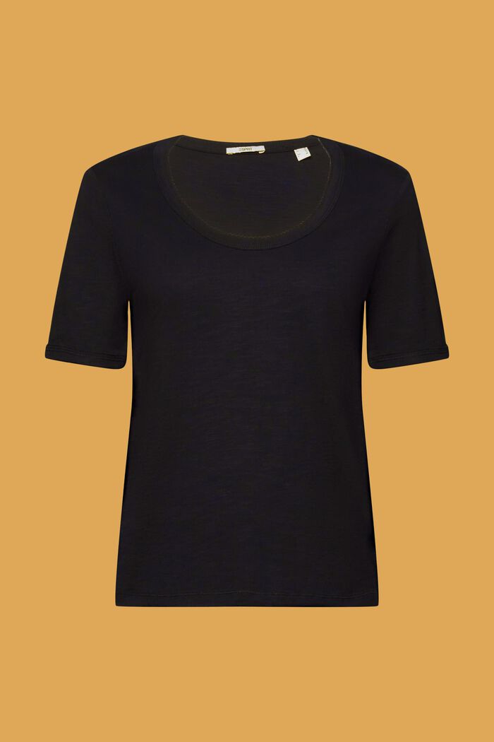 Cotton T-shirt with scoop neckline, BLACK, detail image number 6