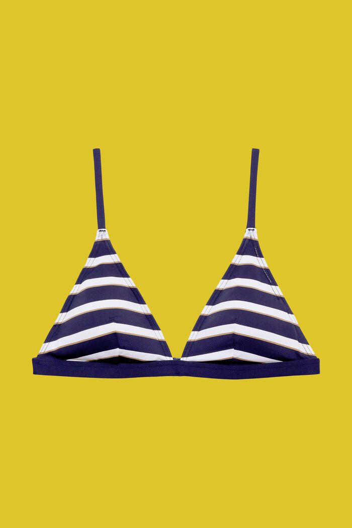 Striped and padded bikini top, NAVY, detail image number 4