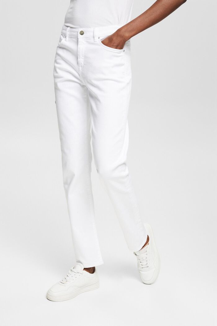 Cotton trousers with stretch, WHITE, overview