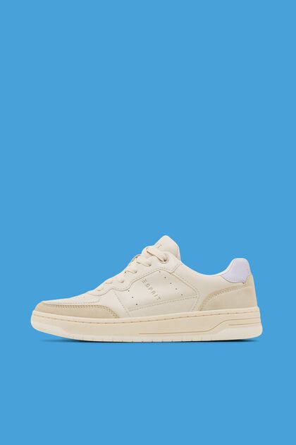 Two-coloured faux leather trainers