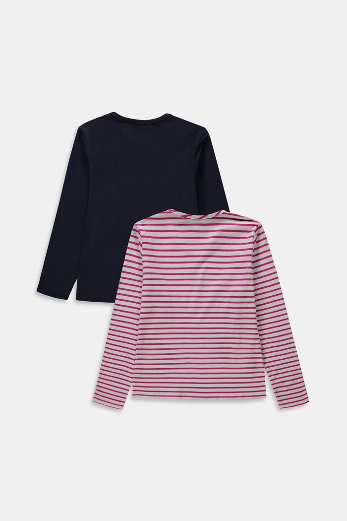 Double pack of long sleeve tops in stretch cotton