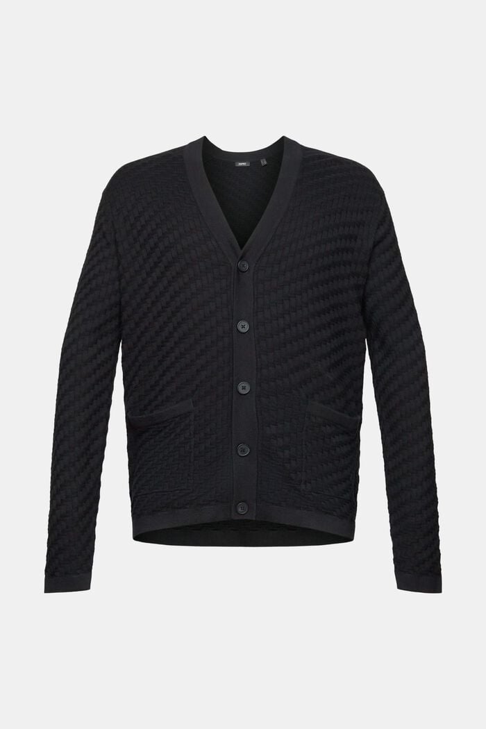 Textured knit cardigan, BLACK, detail image number 6