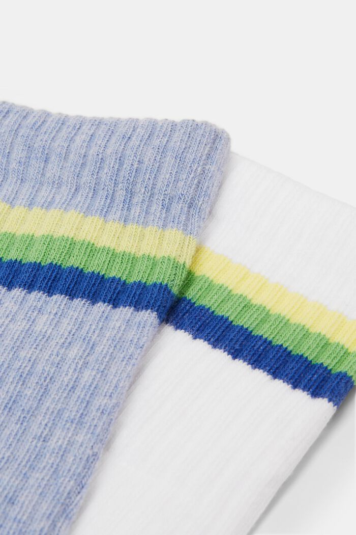 2-pack of ribbed socks with stripes, BLUE/WHITE, detail image number 1