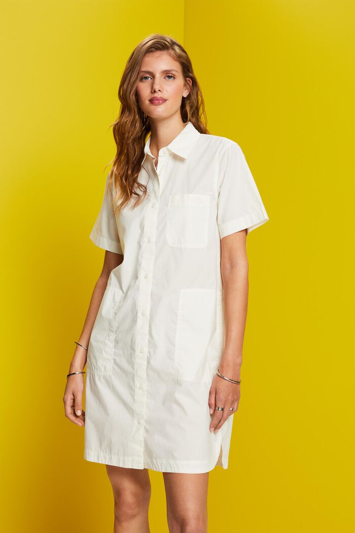 Mini shirt dress, 100% cotton, OFF WHITE, detail image number 0