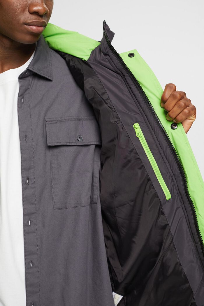 Quilted jacket with neon-coloured details, DARK GREY, detail image number 4