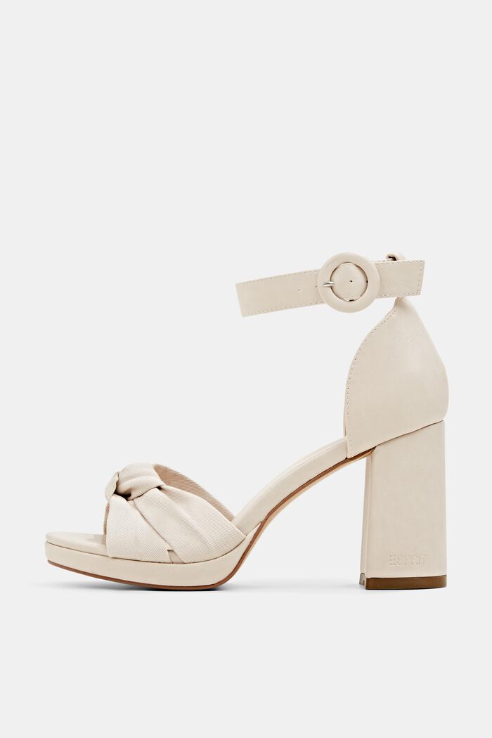 Sandal with block heel, OFF WHITE, overview