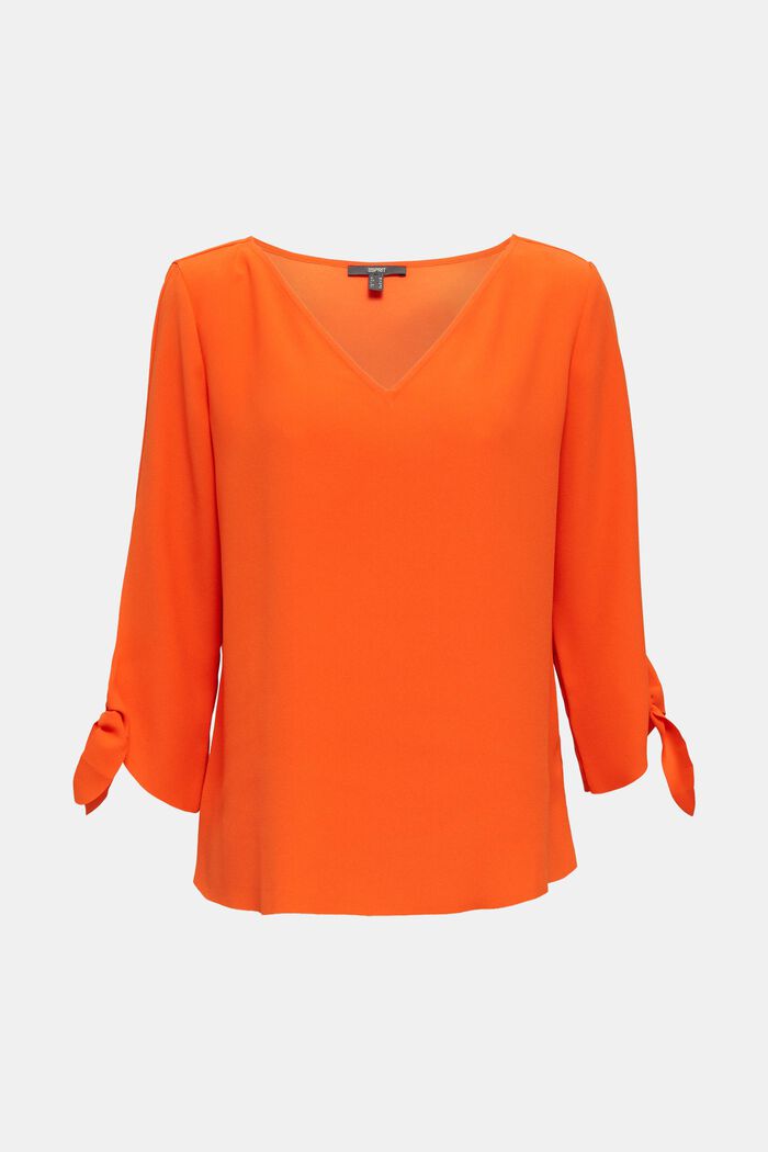 Stretch blouse with open edges, RED ORANGE, detail image number 0