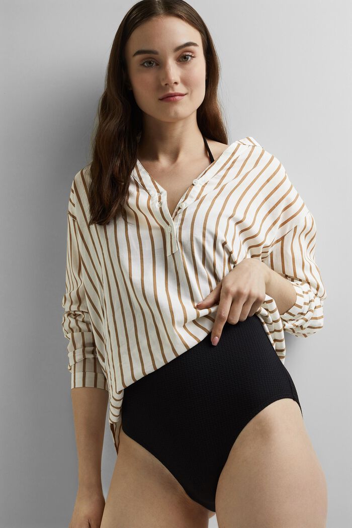 Striped Henley blouse, LIGHT KHAKI, detail image number 6