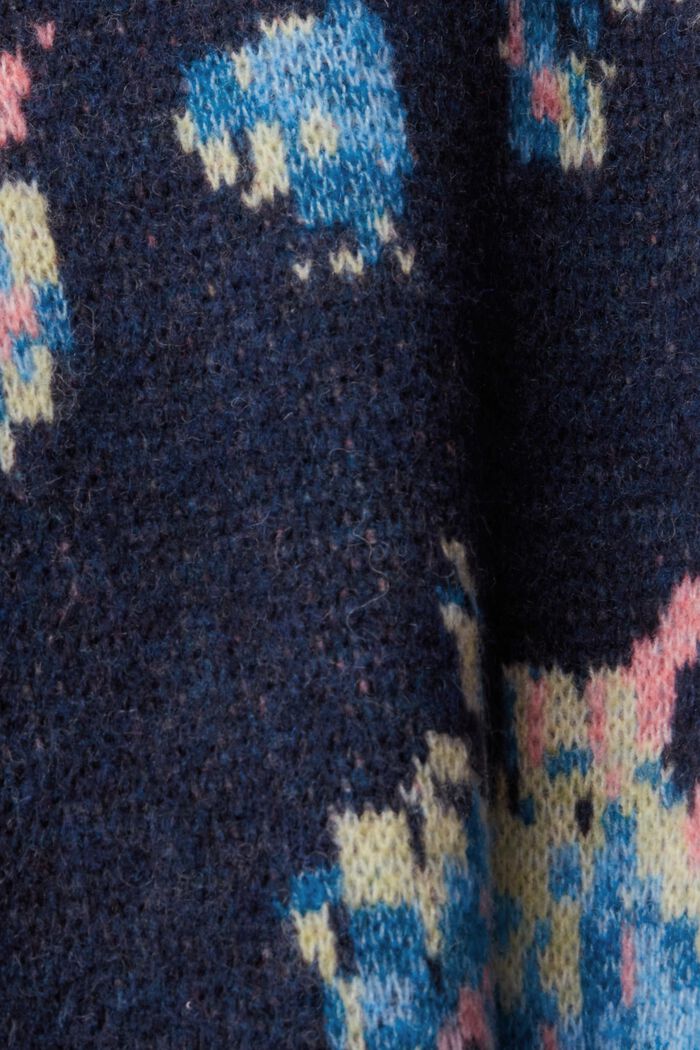 Jacquard cardigan, wool blend, PETROL BLUE, detail image number 1
