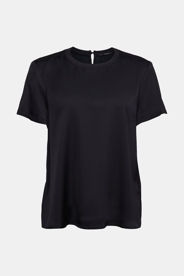 Satin blouse, LENZING™ ECOVERO™, BLACK, detail image number 8