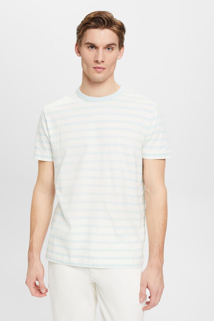 Striped sustainable cotton t-shirt, LIGHT AQUA GREEN, detail image number 0