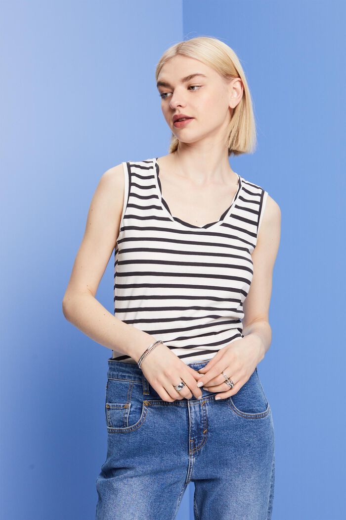 Striped tank top, ANTHRACITE, detail image number 0