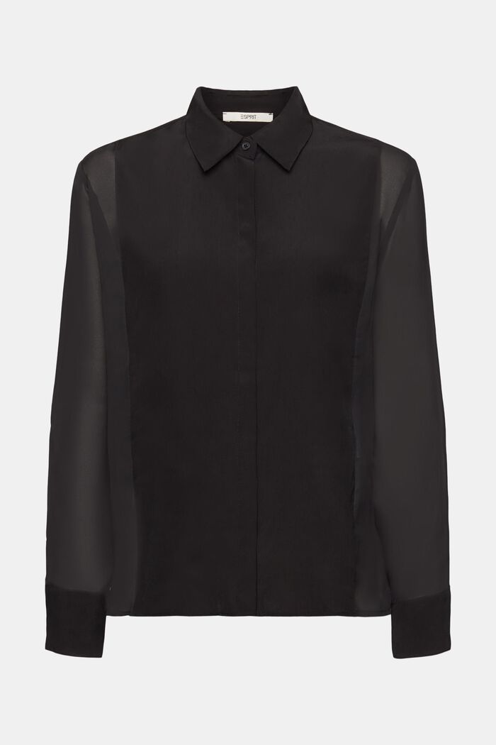 Semi-sheer blouse, LENZING™ ECOVERO™, BLACK, detail image number 6