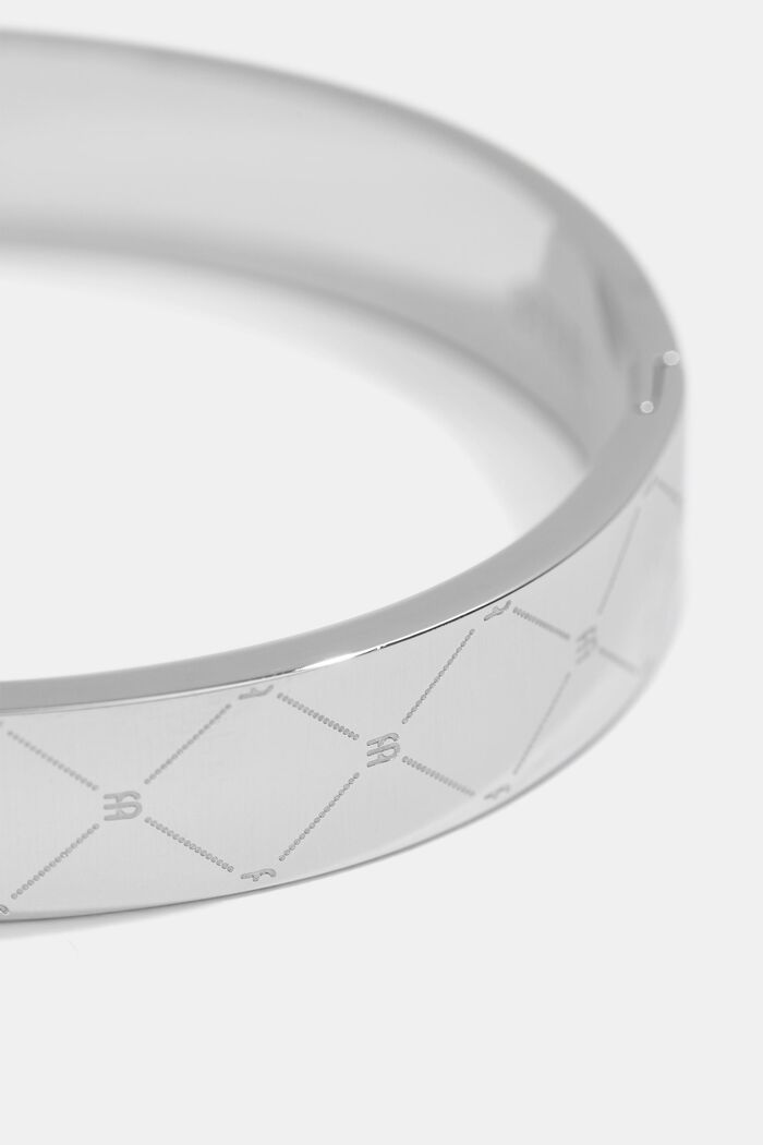 Stainless steel bangle with monogram embossment, SILVER, detail image number 1