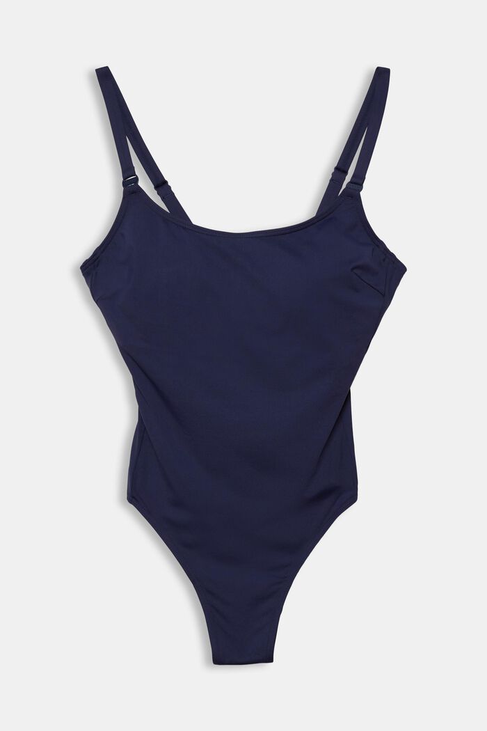 Made of recycled material: unpadded swimsuit with underwiring, NAVY, detail image number 5