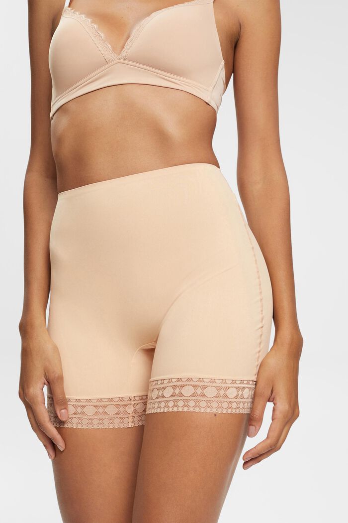 Shaping-effect shorts with lace