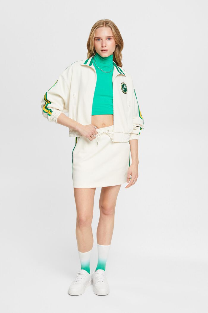 Cropped track style jacket, OFF WHITE, detail image number 1