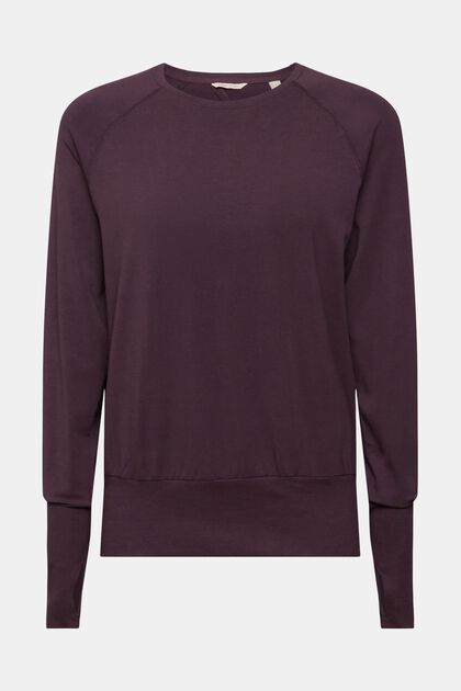 Long sleeve top with thumb holes, AUBERGINE, overview
