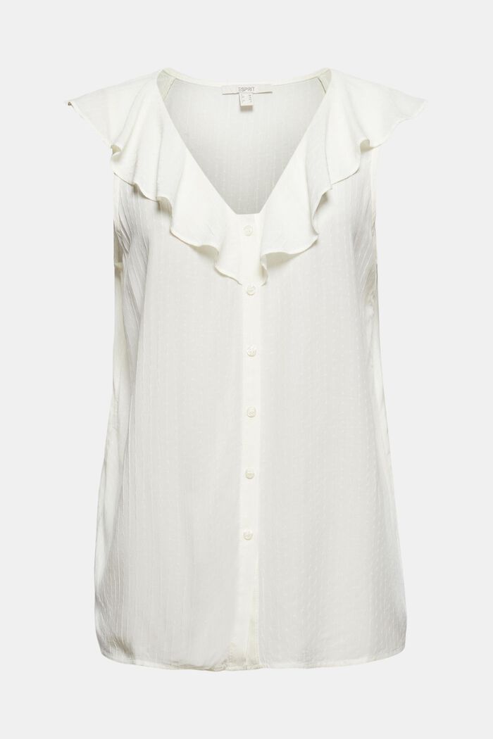 Blouse top with flounce, LENZING™ ECOVERO™, OFF WHITE, overview