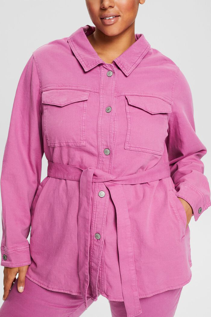 CURVY jacket with a tie-around belt, in a fabric blend containing hemp, PINK FUCHSIA, detail image number 2