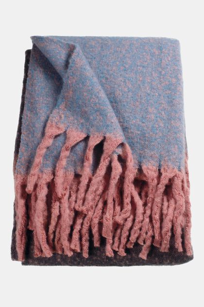 Mottled throw with fringes, BLUE, overview