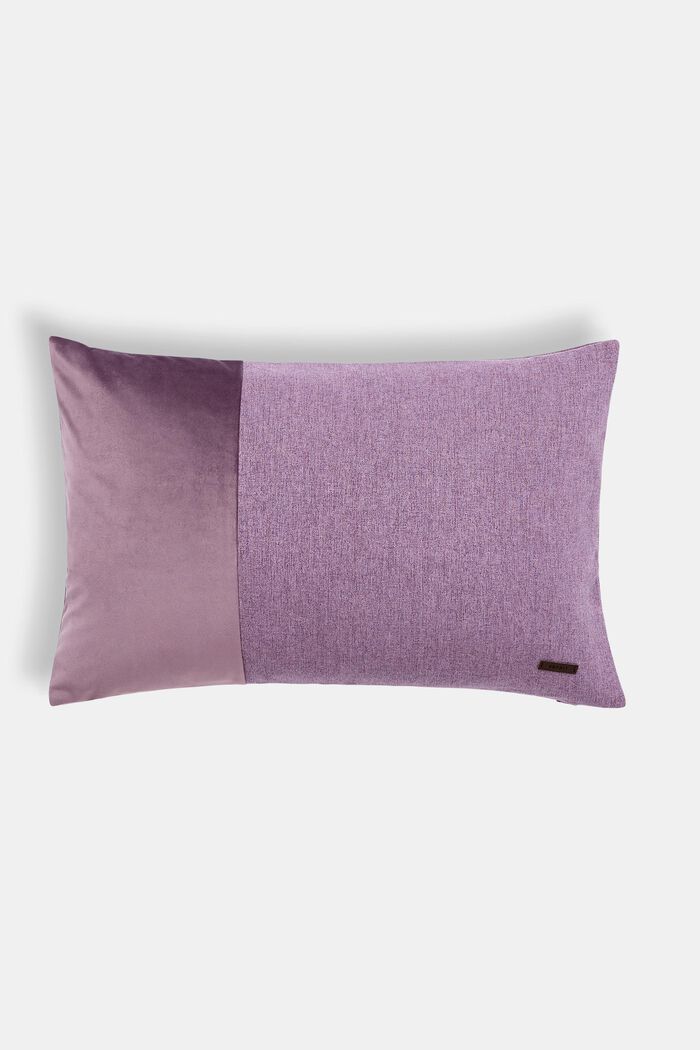 Mixed material cushion cover with micro-velvet, LILAC, detail image number 0