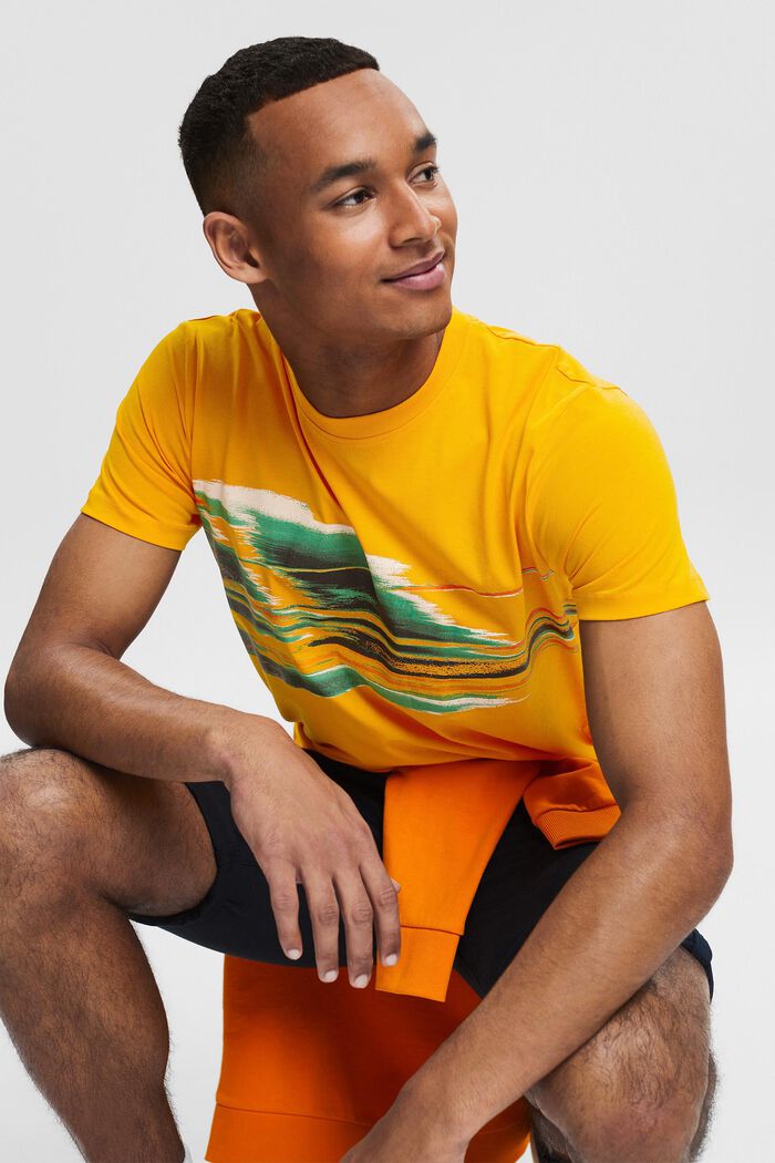 Jersey T-shirt with a print, SUNFLOWER YELLOW, overview