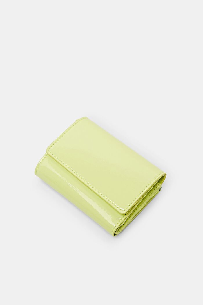 Glossy Fold-Over Wallet, LIME YELLOW, detail image number 2