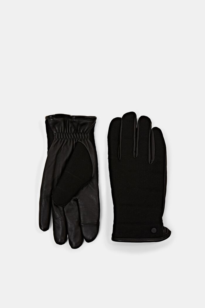 Leather and wool blend gloves