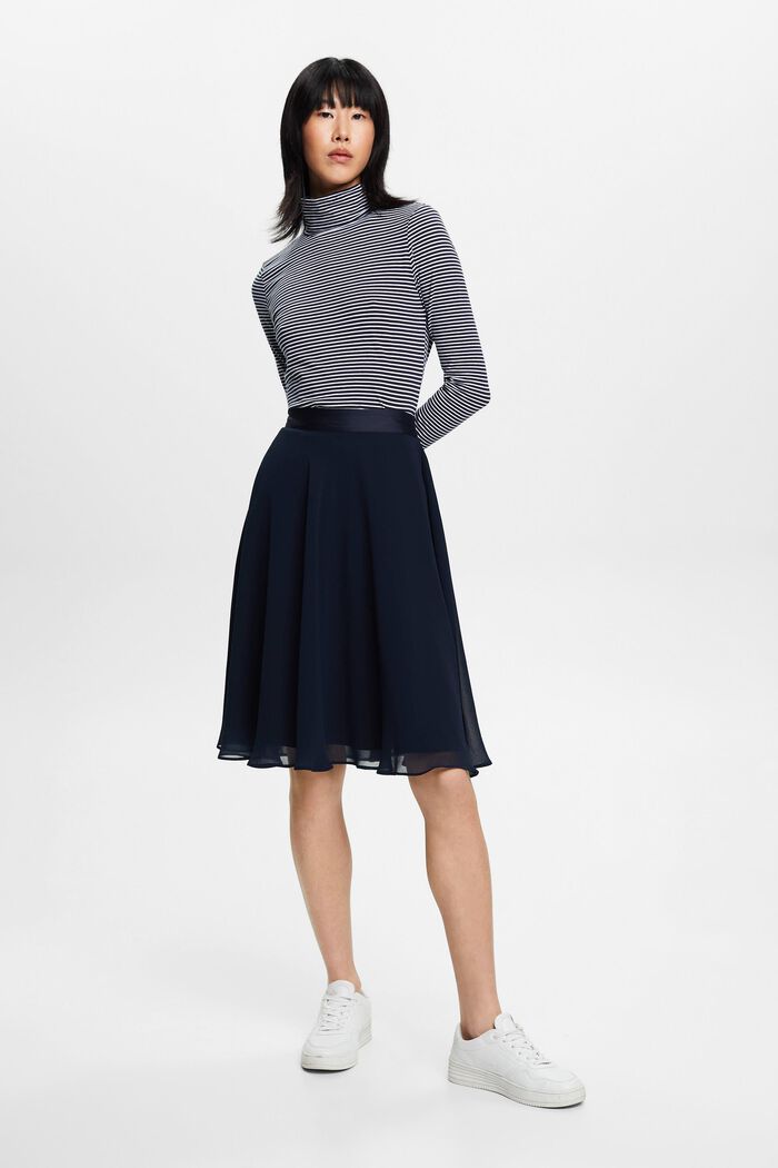 Knee-length chiffon skirt, NAVY, detail image number 5