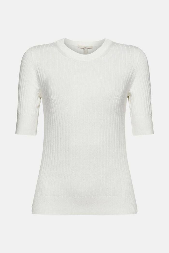 Short-sleeved ribbed sweater, OFF WHITE, detail image number 5